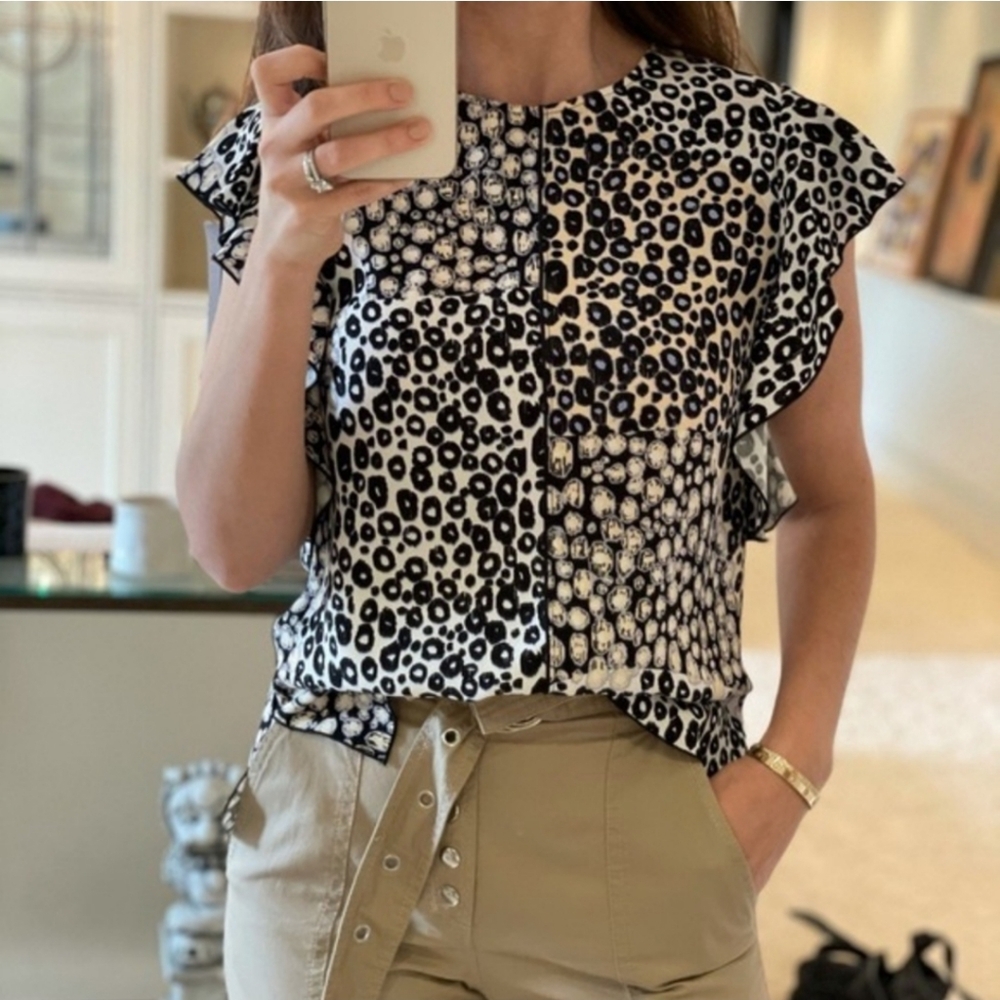 Derek Lam 10 Crosby Mixed Animal Print Blouse